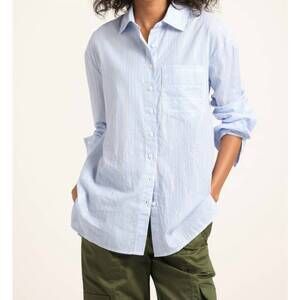 NEW DEREK LAM 10 CROSBY orianne striped shirt in blue multi